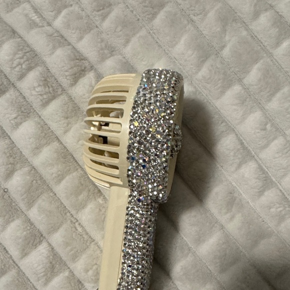 Portable Silver Rhinestone Handheld Fan - Picture 3 of 4
